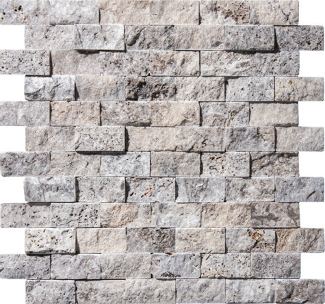 Silver Travertine Split Face Mosaics