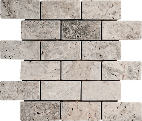 Silver Travertine Tumbled Mosaics